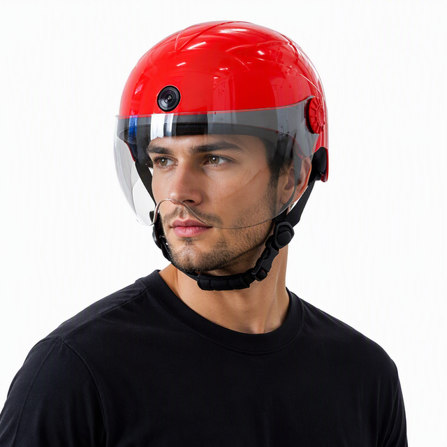 Smart Open Face Motorcycle Helmet With Voice Control Camera Air Vents Breathable Protective Design for Riders for Adult Man