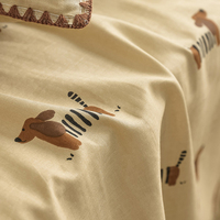 Ensemble de draps-housses 4 pièces 100 % coton à bords zigzag, imprimé chiots et animaux marins, certifié OEKO-TEX, 400 fils au pouce carré, pour l'Australie et les États-Unis