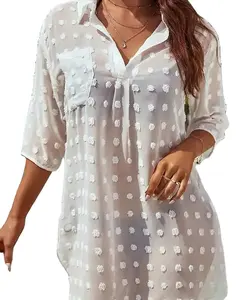 Europa und die Vereinigten Staaten neuer chiffon jacquard ball lockere lässige bluse bluse