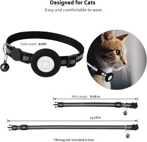 Accesorio Para Gato <span class=keywords><strong>Collar</strong></span> Reflectante Personalizado Para Localizador Airtag Con Funda Protectora De Silicona Impermeable Y Cascabel - Product Image 4