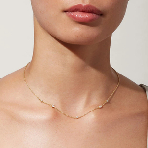 Collier de clavicule personnalisé ROXI S925 en argent sterling avec mini zircon blanc et vert - Product Image 5