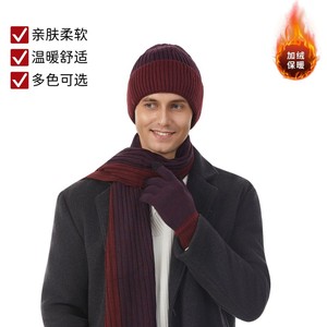 Ensemble bonnet, écharpe et gants tricotés pour hommes et femmes, ensemble trois pièces en fibre acrylique épaisse et chaude pour l'automne et l'hiver, unisexe pour adultes - Product Image 1