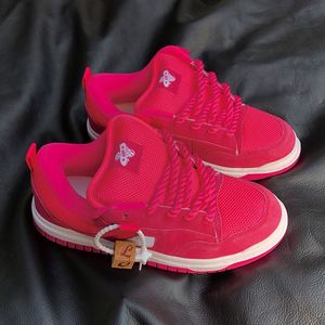 Unique Wooden Decor Vate Pink Sneakers, <b>Rope</b> Lace up Breathable Mesh, <b>Thick</b> Sole Casual Platform Shoes for Street & Commute - Product Image 4
