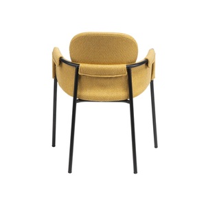 <span class=keywords><strong>Fauteuil</strong></span> rembourré <span class=keywords><strong>jaune</strong></span> moutarde moderne avec pieds en métal noir pour café - Product Image 2