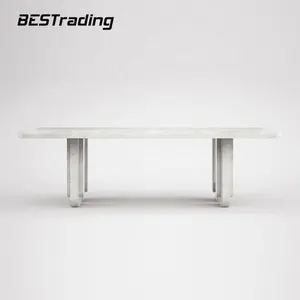 Traditionnel wabi sabi — meuble de luxe moderne en marbre blanc naturel, table de salle à manger longue, de styliste, 8 sièges