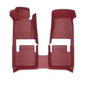 Tappetino in Vera Pelle di Lusso Rosso Vino per <span class=keywords><strong>Audi</strong></span> A6L, Modelli 2017-2026 - Tappetino Auto di Alta Gamma Monoblocco Completo - Product Image 1