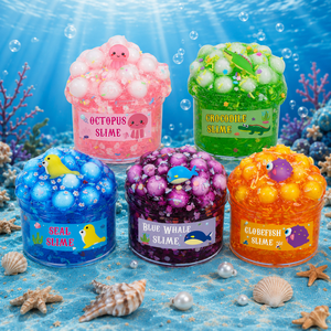 <span class=keywords><strong>Slime</strong></span> Crujiente Pre-elaborado <span class=keywords><strong>con</strong></span> Bolas de Espuma y Dijes de Animales Marinos, Juguete Sensorial Suave y Elástico para Aliviar el Estrés - Product Image 5