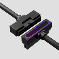 Kabel Ekstensi Motherboard Upsiren 24PIN, Kabel PC ARGB dengan 5V 3Pin, Desain Sudut Kanan 90 Derajat Konektor Jantan-ke-Perempuan