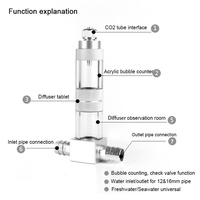 Atomiseur de dioxyde de carbone extérieur moderne, écologique, transparent, durable, en acier inoxydable, compteur de bulles 1L pour aquarium CO2