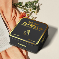 Bonbons au café expresso OEM en boîte métallique, bonbons durs à croquer aux grains de café, bonbons énergétiques rafraîchissants au café pour le bureau
