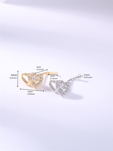 Anneaux de nez en forme de L avec double cœur pour femmes, filles, pierre claire, or mignon, piercing de nez, bijoux en gros 20G - Product Image 4