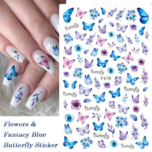 Calcomanías de Uñas Estilo Japonés, Mariposas y Flores Coloridas en 3D, Adhesivos de Lujo para Arte de Uñas con Autoadhesivo - Product Image 3