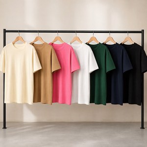 T-shirt de luxe uni personnalisé, T-shirt épais à col montant, vierge, pour impression de logo, coupe oversize pour homme - Product Image 3