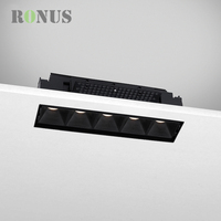 Spot LED linéaire encastré sans cadre anti-éblouissement 15W COB à 5 lampes pour showroom