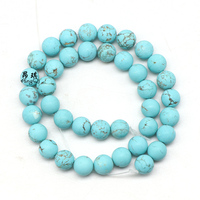 Perles de turquoise naturelle, pierres précieuses polies mates, rondes, bleu-vert, pour la fabrication de bijoux DIY