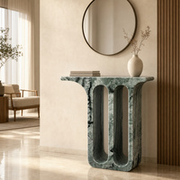Table console en marbre vert naturel pour salon, table d'entrée étroite à double arche, table de couloir en marbre en gros