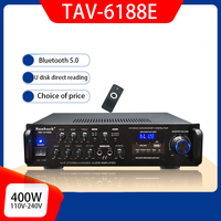 Amplificateur audio Bluetooth HIFI 110V-240V haute puissance 200W*2 2.0, système de karaoké, système home cinéma, amplificateur de son musical