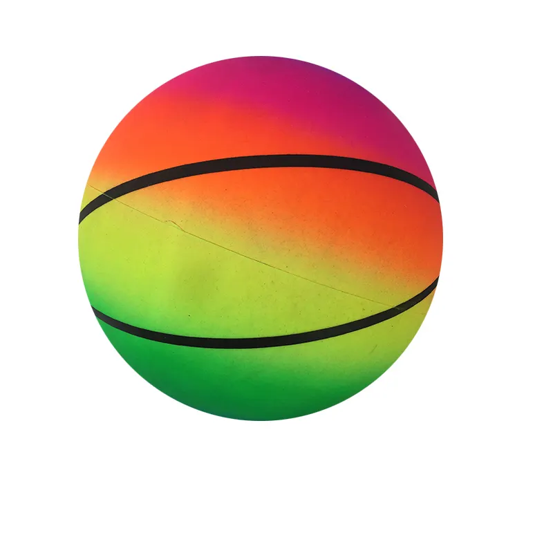 8,5 9 pulgadas niños gigante personalizado plástico PVC inflable Arco Iris color suave tela blanda pelota de juegos de fútbol