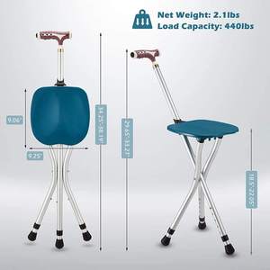 Canne <span class=keywords><strong>de</strong></span> marche pliable en alliage d'aluminium à hauteur réglable avec capacité <span class=keywords><strong>de</strong></span> charge <span class=keywords><strong>de</strong></span> 120 kg, <span class=keywords><strong>chaise</strong></span>-selle portable d'extérieur, bâtons <span class=keywords><strong>de</strong></span> marche - Product Image 2