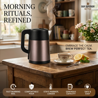Bouilloire Électrique Or Champagne 2,5L 1500W en Acier Inoxydable Brossé avec Accents Noirs Prise EU OEM