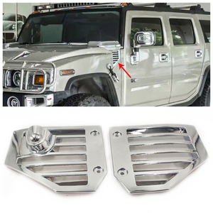 Grilles de ventilation latérales chromées pour capot, garnitures de <span class=keywords><strong>calandre</strong></span> pour <span class=keywords><strong>Hummer</strong></span> <span class=keywords><strong>H2</strong></span> 2006 2007 2008 2009, accessoires extérieurs automobiles - Product Image 1