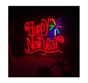 Ready to ship customization happy new year room decoration led neon sign