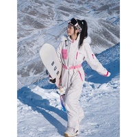 Combinaison de ski une pièce pour femme Hiver 2026, style tendance, coupe-vent, imperméable, épaissie, pour snowboard et ski LAD451