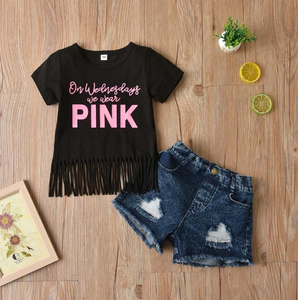 Dernière mode estivale de boutique, short en jean pour bébé <span class=keywords><strong>fille</strong></span>, vêtements pour enfants, ensembles de vêtements courts, costume décontracté pour enfants - Product Image 3