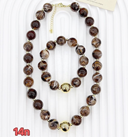 Collier de perles rondes en acrylique CH-LAN2156, coloré, 14N, joli collier jaune en acrylique, vente en gros pour femmes