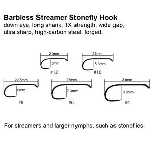 Hameçons de pêche à la mouche sans ardillon en gros, hameçons ultra-affûtés pour la fabrication de mouches Streamer <span class=keywords><strong>Stonefly</strong></span>, hameçons pour la fabrication de mouches Wooly Bugger - Product Image 3