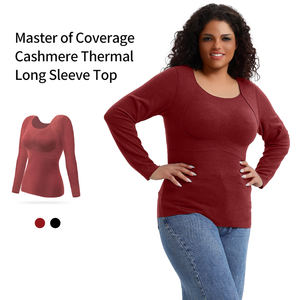 Sous-vêtements thermiques pour femmes, automne-hiver, long johns, grande taille, coussin de poitrine, une pièce, à porter à l'intérieur et à l'extérieur, haut à manches longues, soutien-gorge fin - Product Image 1