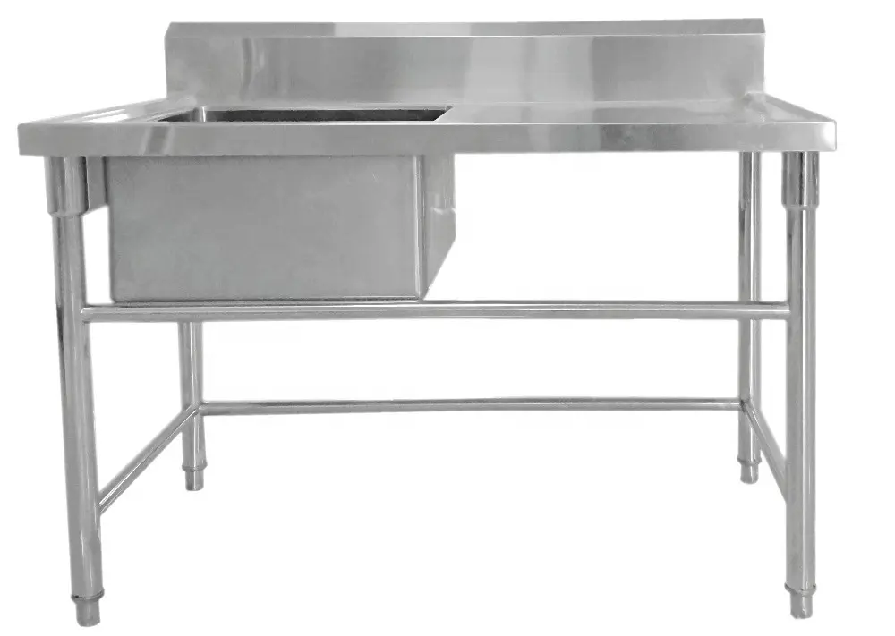 3 Compartment Sink Table Shelf Kitchen Sink Countertop Stainless Steel Kitchen Sink
