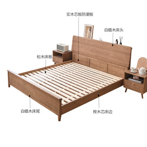 Nordic Style Solid Wood Bed <b>Pine</b> 1.8M Platform Bed Durable Bedroom Furniture - Product Image 1