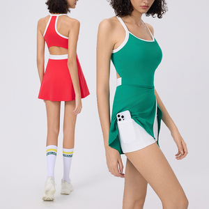 YIYI rok Golf olahraga Golf, rok tenis dengan bantalan penopang tinggi 1 buah cantik belakang berlubang 1 buah gaun Golf luar ruangan dengan celana pendek - Product Image 1