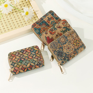 Mode liège Vintage impression porte-clés pochette avec porte-clés de voiture pour hommes femmes petit sac carré décontracté fermeture éclair porte-monnaie <span class=keywords><strong>portefeuille</strong></span> - Product Image 6