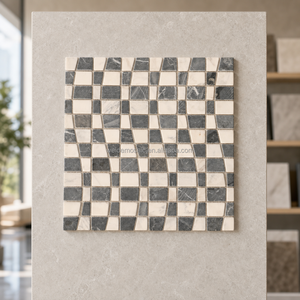 Mosaïque de <span class=keywords><strong>marbre</strong></span> noir et blanc, carreaux irréguliers, motif ondulé, mosaïque de <span class=keywords><strong>marbre</strong></span> ondulée personnalisée pour murs et sols - Product Image 1