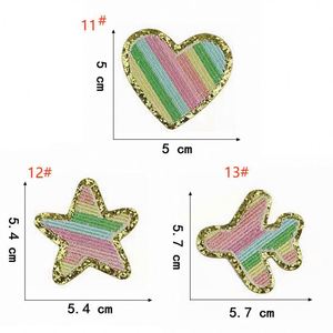 New Iron On/sticker Glitter Edge Colorful Thread Embroidered Heart Flight Shape Patch for Kid's Clothes - Product Image 3