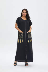 Touchhealthy suministro tradicional musulmán Abaya Casual seda poliéster 2 uds usado Dubai - Product Image 2