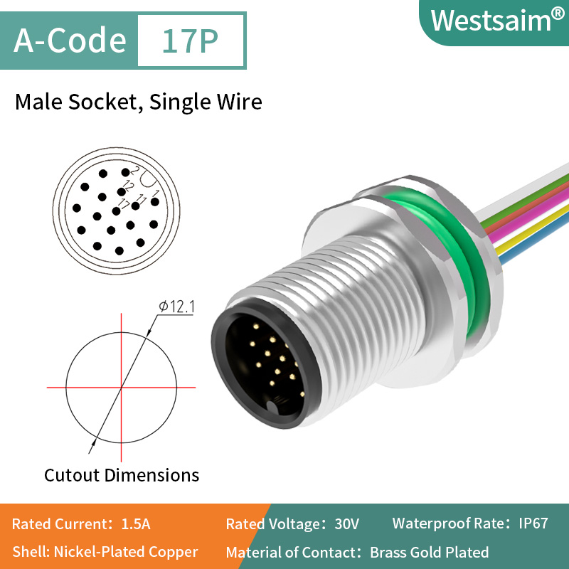 M12-A-17P male M12*1.0