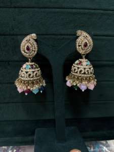 2025 nouvelle Collection élégant en acier inoxydable fête ensembles de bijoux perle broderie Jhumka Bindi vêtements de mariage traditionnels - Product Image 2
