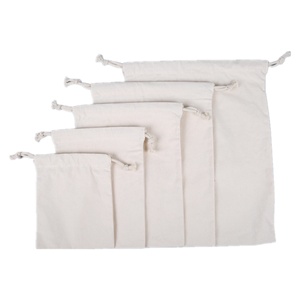 Sac à cordon en coton calicot personnalisé avec double cordon et impression de logo, sac anti-poussière - Product Image 1