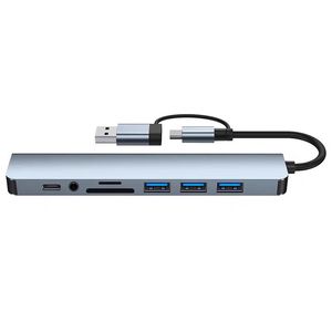 Station d'accueil USB 3.0/2.0, <span class=keywords><strong>adaptateur</strong></span> Hub Type-C, <span class=keywords><strong>prise</strong></span> <span class=keywords><strong>Jack</strong></span> 3,5 mm, en alliage d'aluminium, pour <span class=keywords><strong>PC</strong></span> S8-10 - Product Image 6