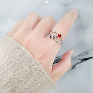 Bague anti-stress rotative en cuivre plaqué or blanc avec zircone cubique colorée taille cœur et pierre de naissance des 12 mois, bijou anti-anxiété - Product Image 2