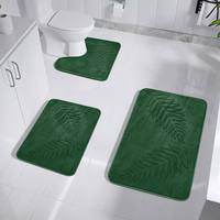 Tapis de sol de salle de bain long à motif de feuilles, rideaux, ensemble de tapis de baignoire, tapis de bain à motif de feuilles, tapis de bain à mémoire de forme