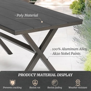 AJUNION ensemble de salle à manger d'extérieur en aluminium plastique bois <span class=keywords><strong>table</strong></span> à manger <span class=keywords><strong>rectangulaire</strong></span> pour jardin patio <span class=keywords><strong>balcon</strong></span> porche bord de la piscine - Product Image 3