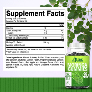 Gommes à mâcher au Moringa sans sucre, solution de maltitol, isomaltitol, saveur fruitée, concentré élevé de Moringa - Product Image 2