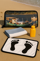 Sac à dos étanche IPX4 en tissu Oxford durable, sac de plage pour maillot de bain, avec tapis de serviette dépliable, imprimé bateau de pêche panoramique