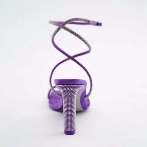 Scarpe da donna tacchi stringati sandali Sexy con strass a spillo Private Label Ladies <span class=keywords><strong>8</strong></span> <span class=keywords><strong>CM</strong></span> sandali in PU sandali con <span class=keywords><strong>tacco</strong></span> per le donne - Product Image 2