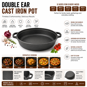 Poêle Wok <span class=keywords><strong>en</strong></span> <span class=keywords><strong>Fonte</strong></span> Épaisse Non Revêtue, Plat et Résistante à la Chaleur, Idéale pour la Cuisson <span class=keywords><strong>au</strong></span> <span class=keywords><strong>Four</strong></span> – Meilleure Vente - Product Image 2
