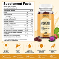 Bioby OEM Marque Privée Gummies Anti-gueule de bois DHM 600mg Chardon-Marie, Figuier de Barbarie, Saule Blanc Soutien au Métabolisme et à la Détoxification de l'Alcool